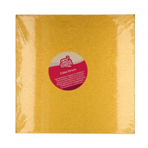 Cake Board Square 305mm (12") / Thickness 12mm - Gold